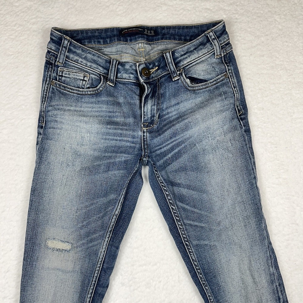 ZARA Z1975 Japanese Denim Edition Jeans US Size 4 UK 36 Blue Skinny Crop